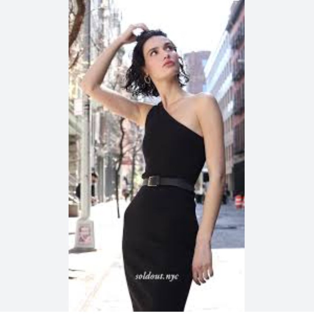 Sold Out NYC Black one shoulder knit dress